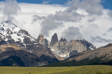 View of the mountain landscape in the national park Torres del Paine, Patagonia, Chile, South America