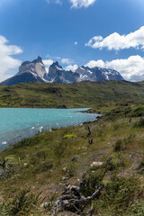 View of the mountain landscape in the national park Torres del Paine, Patagonia, Chile, South America