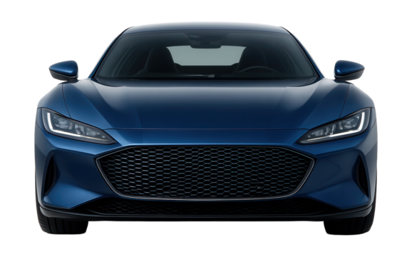 Aerodynamic hybrid sports car featuring a unique front grille design.