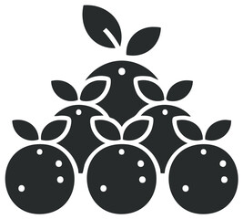 Stylized Fruit Arrangement Vector Illustration of Oranges and Leaves Isolated on White Graphic Element for Design