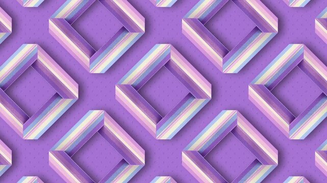 Seamless 3D animation of a geometric pattern. Rotating impossible shapes
