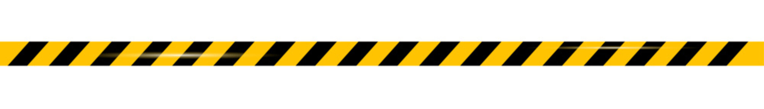 Realistic yellow caution barrier tape on transparent background