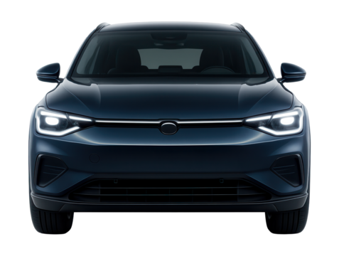 Electric SUV featuring stylish LED lights and a streamlined front design.