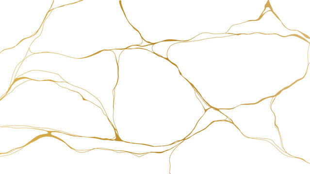 luxury marble texture pattern of Golden kintsugi crack. Vector horizontal backdrop poster background with intertwine graceful veins. gold broken seams