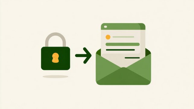 Secure File Transfer Icon With Green Lock Over Email Attachment for Enhanced Privacy Protection