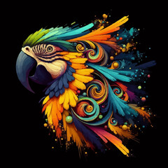 Fototapeta premium Parrot in bright colors. Abstract vector image of the parrot. T-shirt design. SVG version.