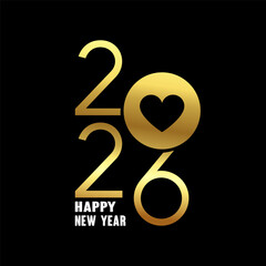 Happy new year 2026 banner black and golden vector luxury text 2026 happy new year.