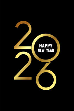 Happy new year 2026 banner black and golden vector luxury text 2026 happy new year.