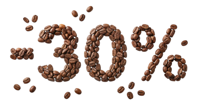 -25% discount text made of coffee beans on white background top view - Powered by Adobe