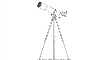 Telescope on tripod for stargazing with adjustable height - Concept of Newton Day  