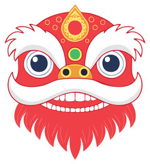 Fototapeta premium Festive Chinese Lion Dance Head Celebration Symbol Traditional Art Illustration