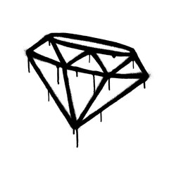 Abstract diamond graffiti with dripping spray paint on white background.