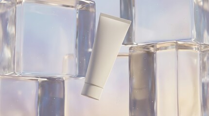 Cosmetic Tube Inside Transparent Refractive Blocks with Soft Gradients