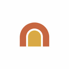 Terracotta and cream rainbow arch bohemian minimalist icon perfect for trendy modern decorative nursery aesthetic or contemporary interior design