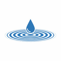 Blue water droplet with ripples liquid splash icon perfect for purity hydration clean water freshness or fluid motion design