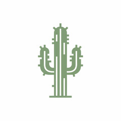 Green cactus desert plant with multiple arms succulent icon perfect for southwestern arid climate drought resistant or desert landscape design