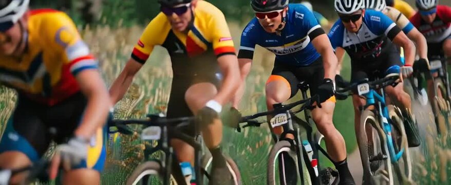 The cycling race evokes adrenaline as fierce cyclists conquer demanding landscapes together.