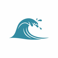 Blue ocean wave with spray coastal water icon perfect for surf sea beach marine or nautical themed design