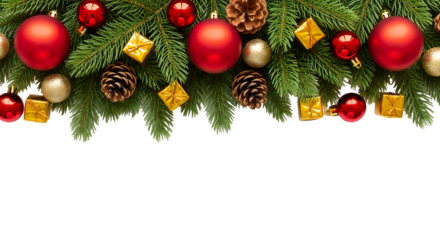 Festive Holiday Border Background With Christmas Decorations Isolated Transparency Art