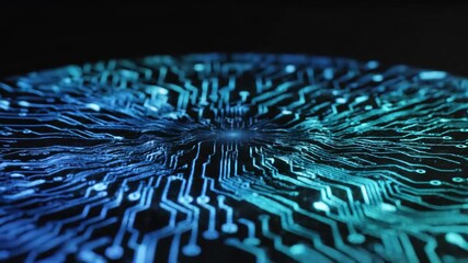 Hand interacting with glowing blue digital circuit. Holographic touch interface activation. Futuristic technology and virtual data visualization concept. - Powered by Adobe