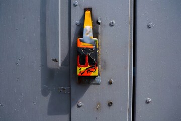 Artistic Graffiti Bottle on Metal Door - Urban Art Detail