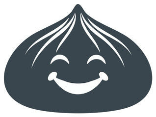 Cartoon dumpling character with a happy face