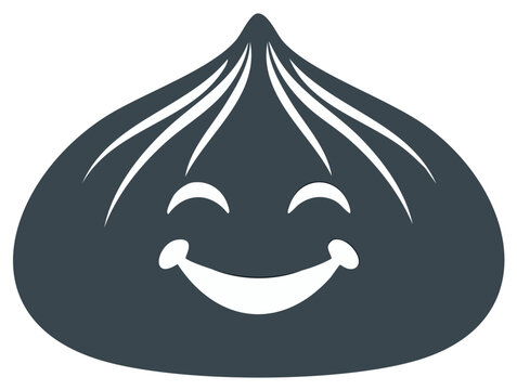 Cartoon dumpling character with a happy face