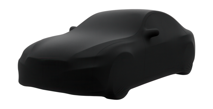 Flexible spandex car cover with a tight fit and few seams.