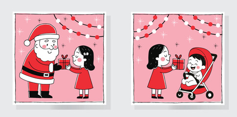 A sweet and heart-warming Christmas illustration for for greeting cards, posters, banners, flyers, or children&rsquo;s designs.