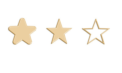 Collection of Golden Star Shapes on Transparent Backdrop
