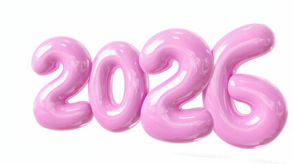 Pink 2026 balloons on white background: modern celebration design