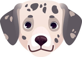 Happy dalmatian dog face. Puppy cartoon portrait