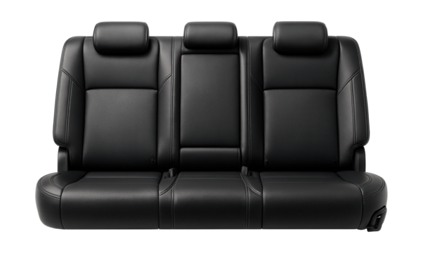 Rear bench seat with perforated leather and manual reclining option.