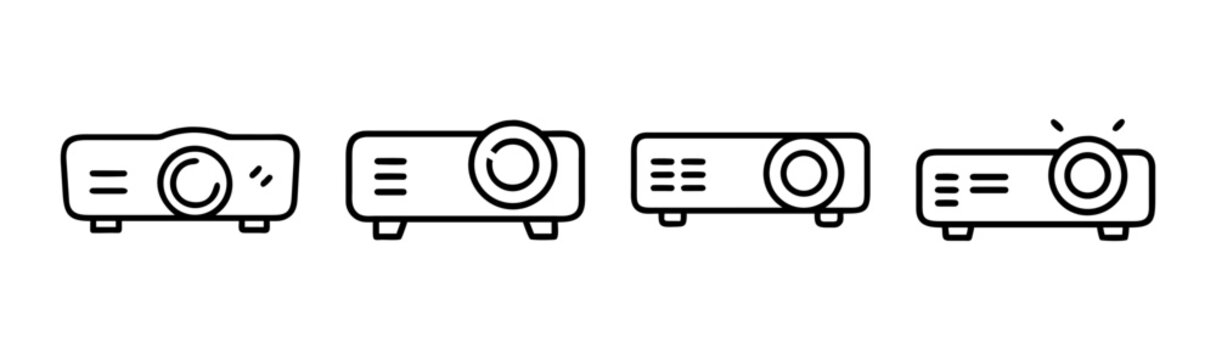 Four different outline icons of video projector