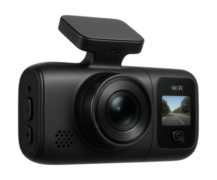 Wi-Fi dash cam with GPS and rear camera support.