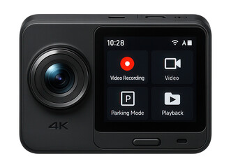 Fototapeta premium 4K dash cam with touchscreen and parking mode features.