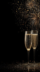 Obraz premium Celebrate with sparkling drinks and fireworks during a night event