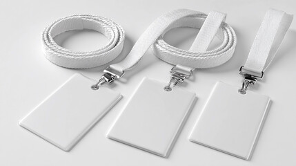 White identification badges with straps for events and conferences