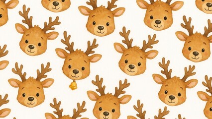 Fototapeta premium Cute reindeer pattern wallpaper.
