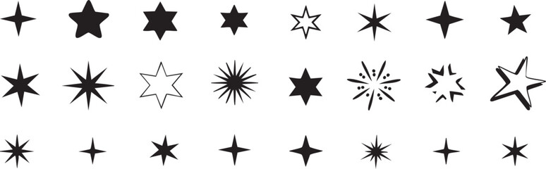 Obraz premium Assorted Hand Drawn Star Illustrations Set on a Plain Background