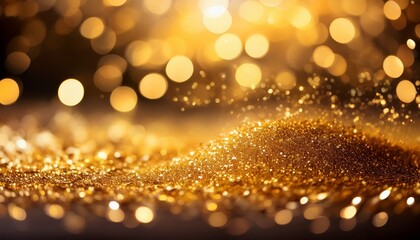 sparkling gold glitter with soft bokeh lights in the background