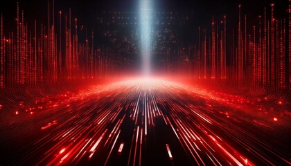 digital data stream visualization with red code and binary falling effect for technology and cybersecurity themes