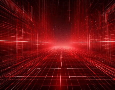 futuristic red digital data grid background for technology and innovation concepts