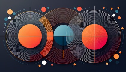 abstract geometric composition with colorful circles and lines for modern art design