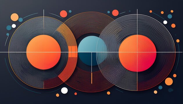 abstract geometric composition with colorful circles and lines for modern art design
