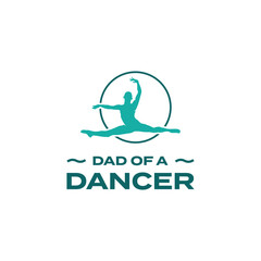 Dad of a Dancer Logo Featuring a Silhouette of a Dancer in a Circle.