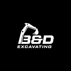 BD Excavating Logo Featuring an Excavator Arm in White. © Luis