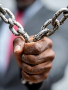 Powerful image of a hand holding a chain, symbolizing struggle and resilience in the face of adversity