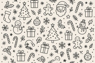 Obraz premium Festive seamless Christmas pattern background