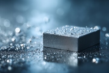 Liquid-cooling block for AI accelerators with droplets of condensation on a reflective surface